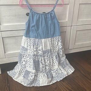 OshKosh B’gosh  Blue and White Floral Tiered Dress Size 5